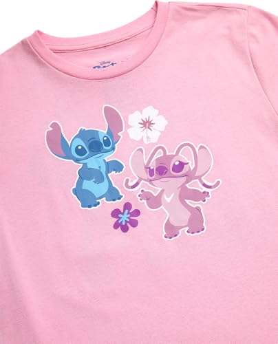 Image of Disney Girls Minnie Mouse and Lilo Cotton Blend Crew Neck Graphic T-Shirt