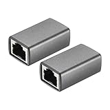 QUARKZMAN 2 Stück RJ45 Ethernet Kupplung Ethernet Kupplung Female To Female Inline Cat7 Cat6 Cat5e Cat5 Verlängerungskabel Adapter Silber