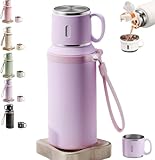 Botella de acero inoxidable 2 en 1 aislada al vacío con taza con tapa, botella de agua de acero inoxidable 316 2026, botellas de café de gran capacidad a prueba de fugas, termo para mantener las
