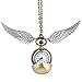 Produktbild HS86 Goldene Kugel Goldener Ball Halskette mit Flügel Antike Bronze mit Uhr
