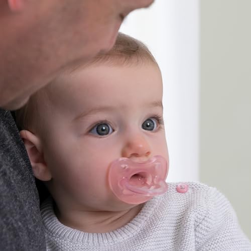 Image of Chicco PhysioForma Orthodontic Pacifier for Babies 0-6 Months, 100% Soft Silicone, BPA Free & Breathing Support, 2-Pack with Sterilizing Case, Soft Pink