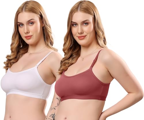 Image of London Hills Women's Cotton Sports Bra for Women Solid Bra Wireless & Non Padded Full Coverage Soft Hold Straps Super Combed Cotton Elastane Stretch Full Coverage Slip-On Active Bra