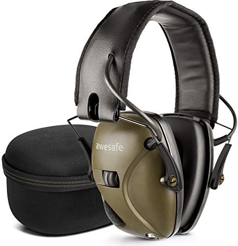 Electronic Shooting Earmuff, Noise Reduction Sound Amplification Electronic Safety Ear Muffs with Storage Case, Yellow