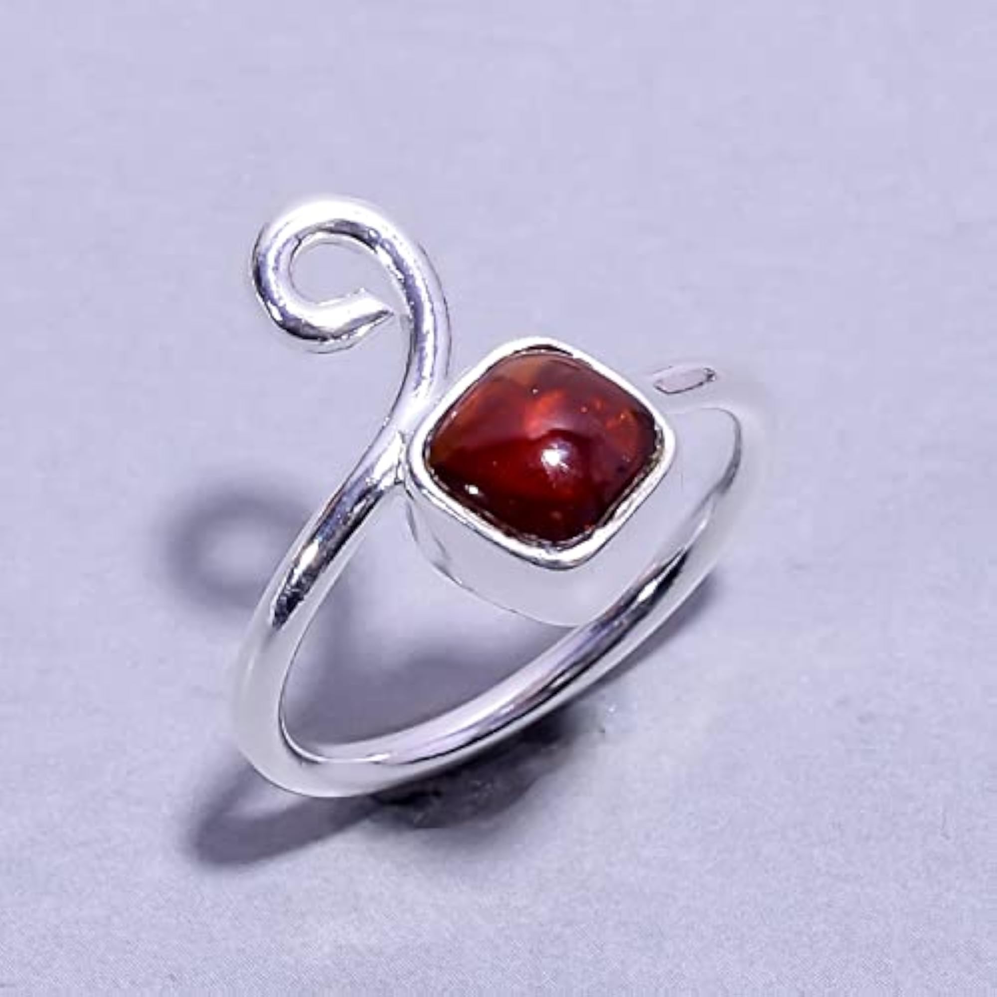 Children's AAA+ Mozambique Garnet Cushion Shape Ring, 925 Sterling