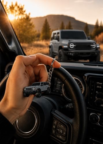 Image of Bronco Keychain Accessories 4 door key chain Fob Cover Cool Mods compatible with Ford Bronco 2022 2023 2024