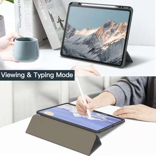 Image of JETech Cover Case for iPad Pro 13-Inch M5 /M4 (2025 /2024) with Pencil Holder, Clear Transparent Back Shell Slim Stand Shockproof Tablet Cover, Auto Wake /Sleep (Space Gray)