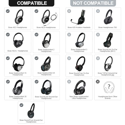 Aurivor Almohadillas de Cuero para Auriculares Bose QuietComfort QC-35 QC-35-ii QC-25 QC-15 QC-2, Cubiertas de Repuesto en Piel de Cordero para Ae2/Ae2i/Ae2W SoundLink SoundTrue Auriculares Circumaurales (Gris Plateado) miniatura 2
