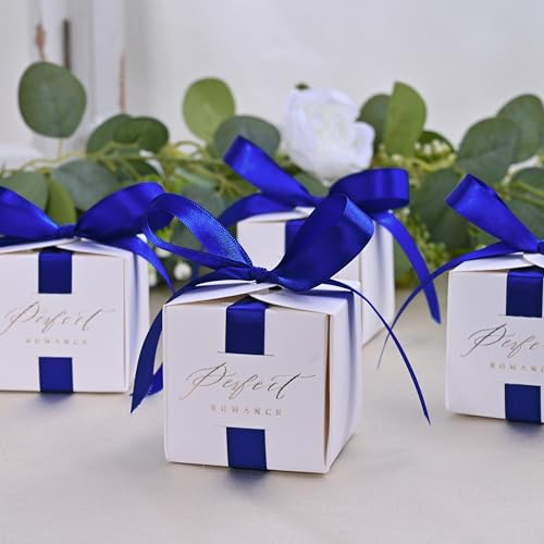 Image of Double Face Cobalt Blue Satin Ribbon 5 /8 inch X 50 Yards Polyester Cobalt Blue Ribbon for Gift Wrapping Very Suitable for Weddings Party Invitation Decorations and More