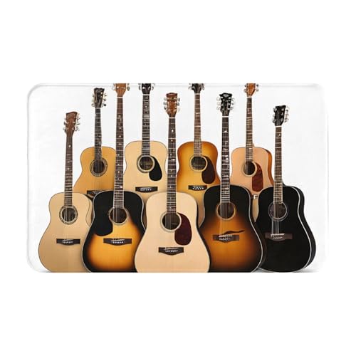 Guitar Print Living Room Bathroom Kitchen Anti Slip and Absorbent Carpet, Indoor Entrance Door Muddy Floor Mat, Ultra Soft Washable Carpet 21x31.5 Inches