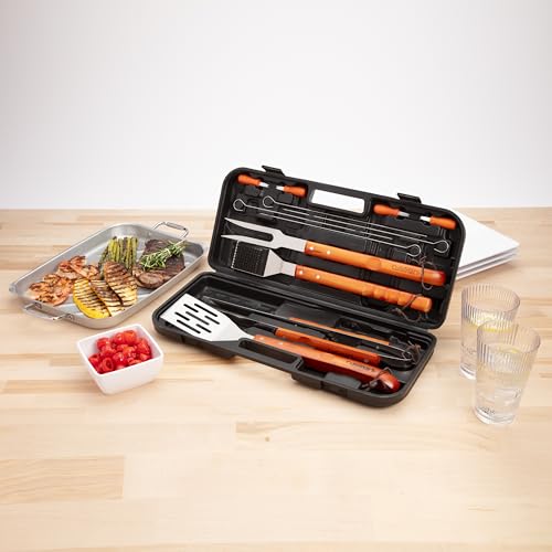 Cuisinart 13-Piece Wooden Handle Grill Tools Set, Grill Utensils Set BBQ Accessories, Durable Stainless Steel Spatula, Tongs, Cleaning Brush & More, Compact Case, Grilling Gifts for Men, CGS-W13 by Cuisinart - Image 8