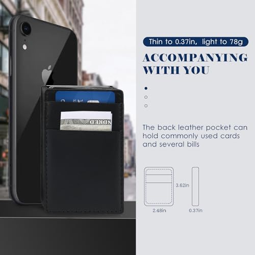 Mens Slim Card Holder Pop Up Wallet with Leather Money Pocket RFID Blocking Holds 5 Cards and Notes4