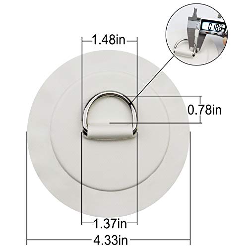BB Hapeayou Inflatable Boat Kayak D-Ring Small Round Pad/Patch Watercraft Parts Accessories 4.3inch - NO Glue Included (4Pcs, White)