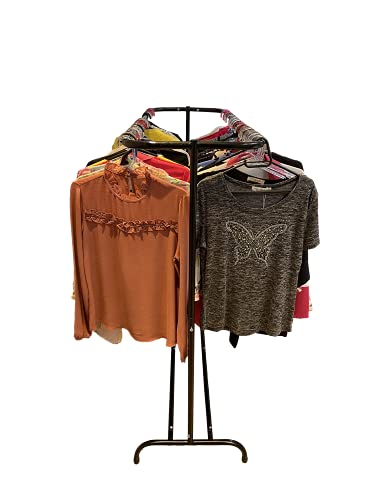 Arara Dupla Horizontal Oval Com Sapateira e Barra Central - Capacidade para 180 Cabides (preta)