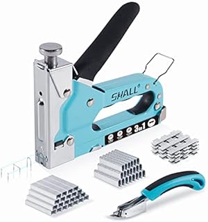 SHALL Staple Gun Heavy Duty, 3-in-1 Upholstery Staple Gun Kit with 3000 Staples, Staple Remover, Manual Brad Nailer with Specific Staples Outlet Position Indicator