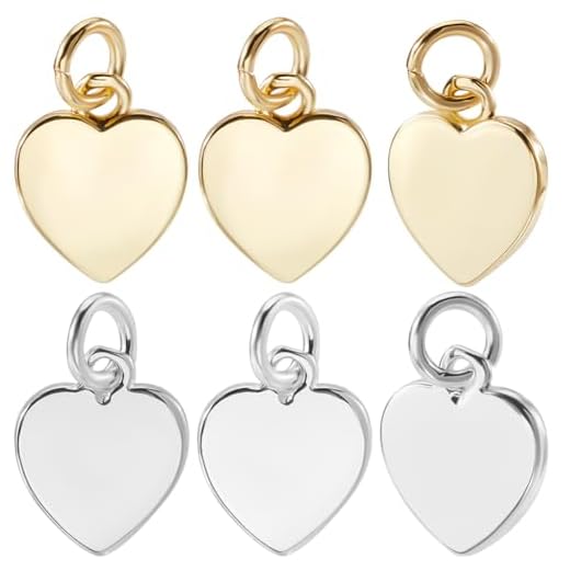 Beebeecraft 1 Box 20 Stück Liebesherz Anhänger 18 Karat Gold Und 925 Sterling Silber Plattiert Herzförmige Anhänger Zum Valentinstag Mit Biegeringen Für Halsketten Ohrringe Schmuckherstellung DIY