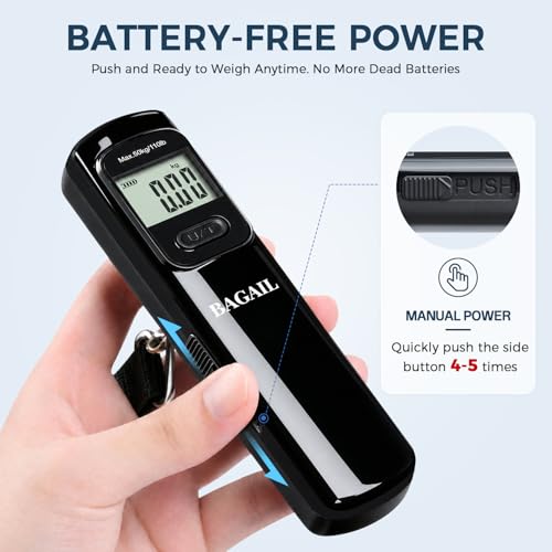 Image of BAGAIL Digital Luggage Scale, 110lbs Hanging Baggage Scale with Backlit LCD Display, Portable Suitcase Weighing Scale, Travel Luggage Weight Scale with Hook, Strong Straps for Travelers