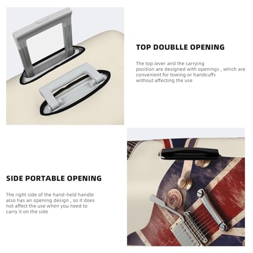 Travel Luggage Cover Fashion Suitcase Protector Guitar British Flag Spandex Baggage Covers Washable Suitcase Covers Anti-Scratch Luggage Cover Protectors Fits 18-32 Inch Suitcases Large4