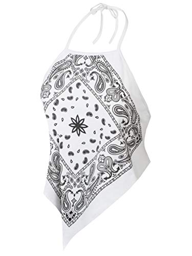 Image of Design by Olivia Women's Sexy Paisley Bandana Halter Top Y2K Crop Shirt