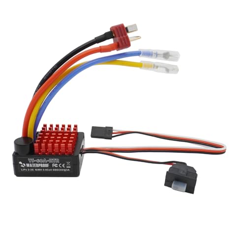 YSIDO 60A Brushed ESC Electronic Speed Controller Waterproof for 1/10 RC Car RC Boat for use with...