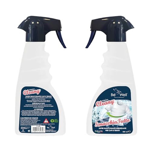 CLEANY Quitamanchas desinfectante en spray para tejidos y ropa, fórmula súper quitamanchas, 500 ml, para eliminar manchas de grasa, vino y sudor