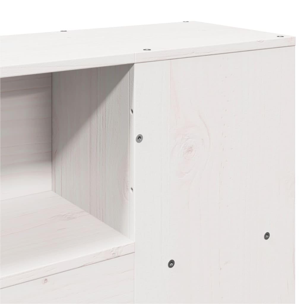 vidaXL Testiera con Ripiani Bianca 160 cm in Legno Massello di Pino, Testata Letto, testiera in Legno massello, testiera con Scomparti