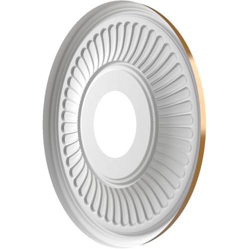 Image of Ekena Millwork CMP13BEDVG Berkshire Thermoformed PVC Ceiling Medallion (Fits Canopies up to 5 3 /4 inch), 13 inchOD x 3 1 /2 inchID x 3 /4 inchP, Universal Aged Metallic Vintage Gold