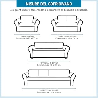 Banzaii Copridivano 1 Posto Elasticizzato Impermeabile Beige Antimacchia con Braccioli Sagomati, Made in Italy