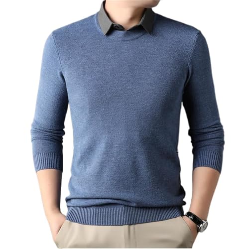 Chemise 2 en 1 homme pull col chemise chaud et épais vêtement hiver casual