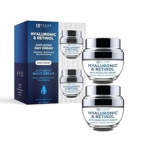 Hyaluronic & Retinol Day/Night Moisturizer – Moisturizing, Reduce Wrinkles & Fine Lines, Hydrating – Cruelty Free Korean Skin Care For All Skin Types Anti-Aging Cream – Duo Set Value Pack