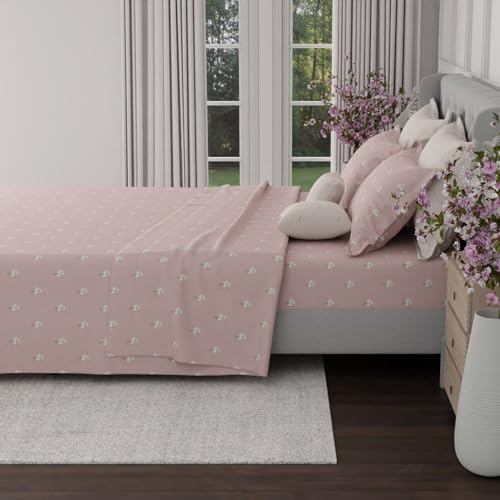 Image of BOUTIQUE LIVING Luxe Loom Blooming Dales 100% Cotton 600 TC Pink Floral King Bedding Set