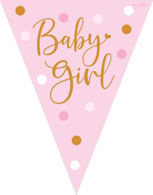 Baby Girl Pink Pastel Gold Script New Baby Baby Shower Mummy To Be Party Flag Baby Shower Bunting, blue, Various