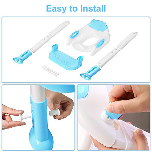 Potty Training Seat with Ladder, Adjustable Toddler Toilet Training Potty Seat with Step Stool for Kids Girls and Boys, Comfortable Cushion Safe Handle Anti-Slip Pads