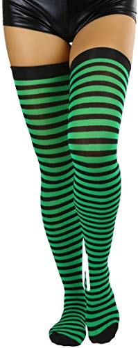 Image of ToBeInStyle Women's Opaque Hosiery Thin Striped Thigh High Long Stocking