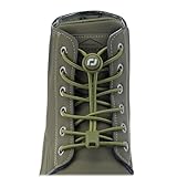 Extra Long No Tie Shoelaces - Elastic Tieless Round Boot Laces for Hiking Shoes, Work Boots and Running Sneakers (Army Green)