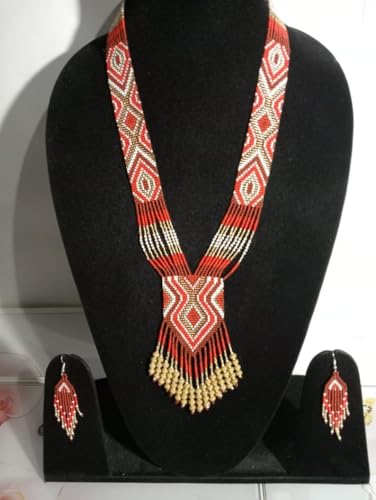 Collar ucraniano Gerdan y pendientes de cuentas de semillas multicolor folk 2