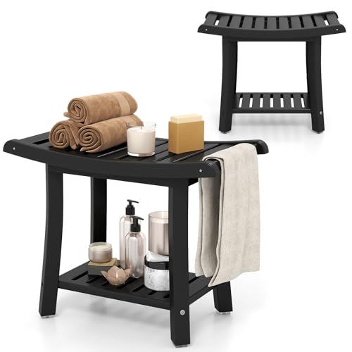 HOMASIS Badhocker mit Ablage, Duschbank bis 170 kg belastbar,...