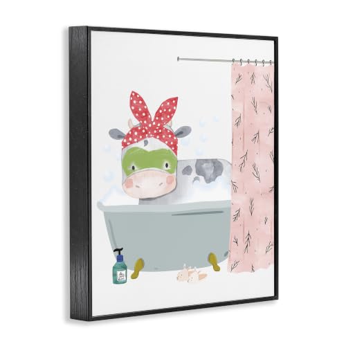 Image of 'Children's Farm Cow Bath Tub Bunny Slippers'| Framed Giclee Art