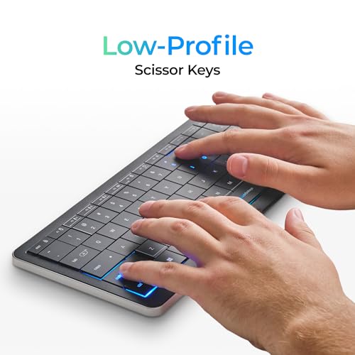 Image of CLVX S Wireless Keyboard with Trackpad Compact Bluetooth RGB | Touchpad built into the keys, 78-key low-profile scissor switches, quiet typing, RGB, multi-device USB-C