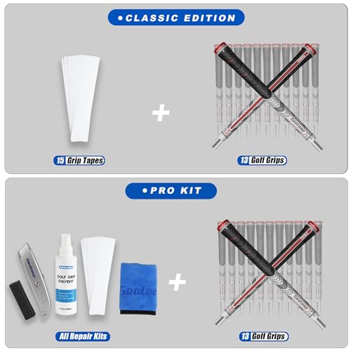 Geoleap Golf Grips Set of 13 - Grips with 15 Tapes and Repair Kits, High Feedback Back Rib Technology, All-Weather Performance, Cross Corded Rubber Technology (White-Classic, Midsize) - image 7