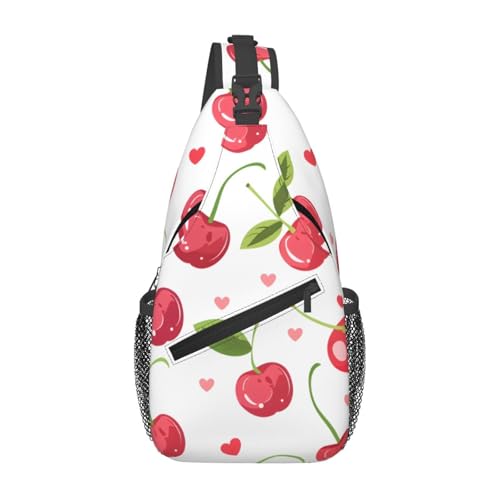 Bolso bandolera con patrón de corazones cherries, unisex miniatura 1