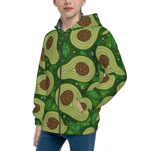 Big Colorful Avocados Kid Hoodies Boys Zip Up Sweatshirts Girls Pullover with Pocket