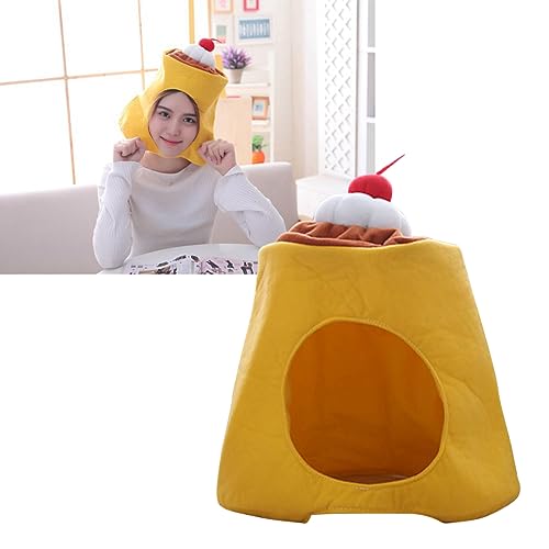 FOYTOKI Pudding Hat Cartoon Head Mask Cosplay Accessory Easy to Wear Halloween Costume Props