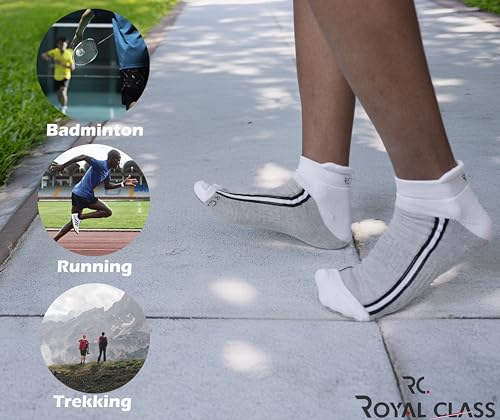 Image of RC. ROYAL CLASS Ankle Length Cotton Cushioned Terry Socks for Men, Hi-Performance, Ventilated, Moisture Wicking, Durable socks, Pack of 6 Pairs
