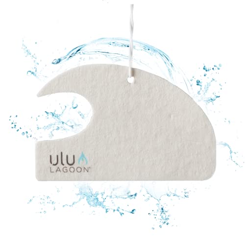 Image of ulu Lagoon Hanging Car Air Freshener | Tropical Beach Coconut Surf Wax Scent Mini Wave | Long Lasting Odor Eliminator for Car, Closet and Beyond | Made In USA | Single (White)