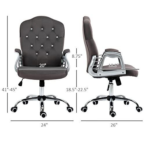 Vinsetto Home Office Chair, Velvet Computer Chair, Button Tufted Desk Chair With Swivel Wheels, Adjustable Height, And Tilt Function, Dark Gray #TOP2