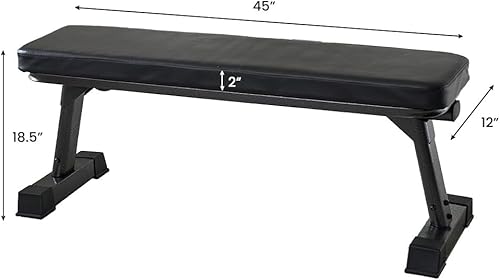 Miniatura 6 de Finer Form - Banco plano plegable de calidad de gimnasio para entrenamiento con pesas multiusos y ejercicios abdominales, tabla de entrenamiento en