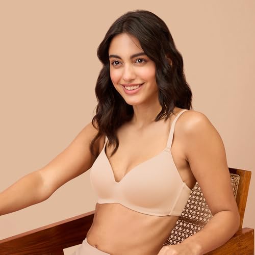 Image of NYKD (NYB013 Ultra Soft Modal Fabric Lightly Padded & Non Wired Tshirt Bra for Women | Seamless Neckline with Comfortable, Soft & Non Slip Shoulder Strap