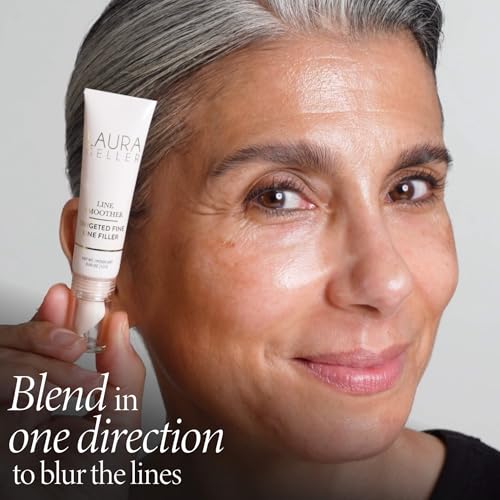 LAURA GELLER NEW YORK LAURA GELLER Line Smoother Targeted Fine Line Blurring Primer | Wrinkles & Pores, Subtly Tinted, with Vitamin C & Niacinamide for Mature Skin