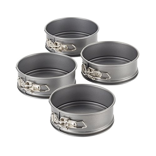 Cake Boss Novelty Bakeware 4-Piece Nonstick Mini Springform Pan Set, Gray