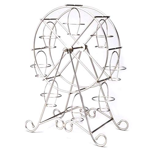 TUANTUAN 1 Pack Rotatable Ferris Wheel Cupcake Stand Metal Wire Frame with 8-Cup Cakes Display Holder Dessert Serving Tray for Weddings Birthday,Silver
